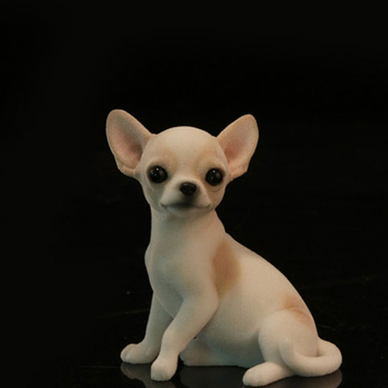 Mr.Z Resin PVC Miniature Animal Model Chihuahua Cute Puppy Dog Model Toy Fit for Action Figure Toys Accessories Scene Simulation