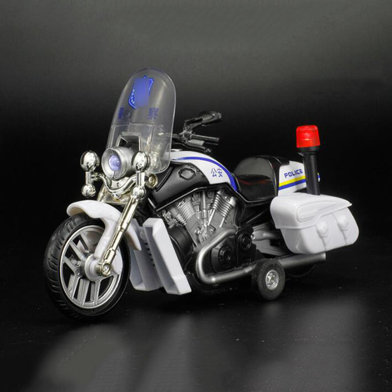 17.5CM Pull back Motorcycle Bike Bicycle Vehicle Diecast Metal Plastic Motor Patrol Police Car Model Kids children Souvenir Toys