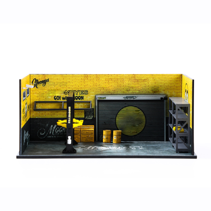 1:64 Scale Alloy Simulation Car Model Repair Workshop Refit Factory Car Model Scene Photo Board Display Stand Fan Gift Souvenir