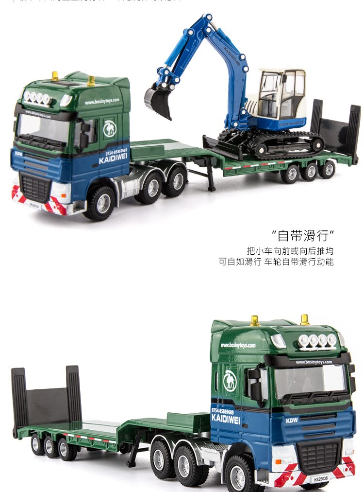 Diecast 1/50 Scale Alloy Flatbed Trailer With Excavator Bulldozer Truck Simulation Alloy Engineering Vehicle Collection Model Diecast 1/50 Scale Alloy Flatbed Trailer With Excavator Bulldozer Truck Simulation Alloy Engineering Vehicle Collection Model