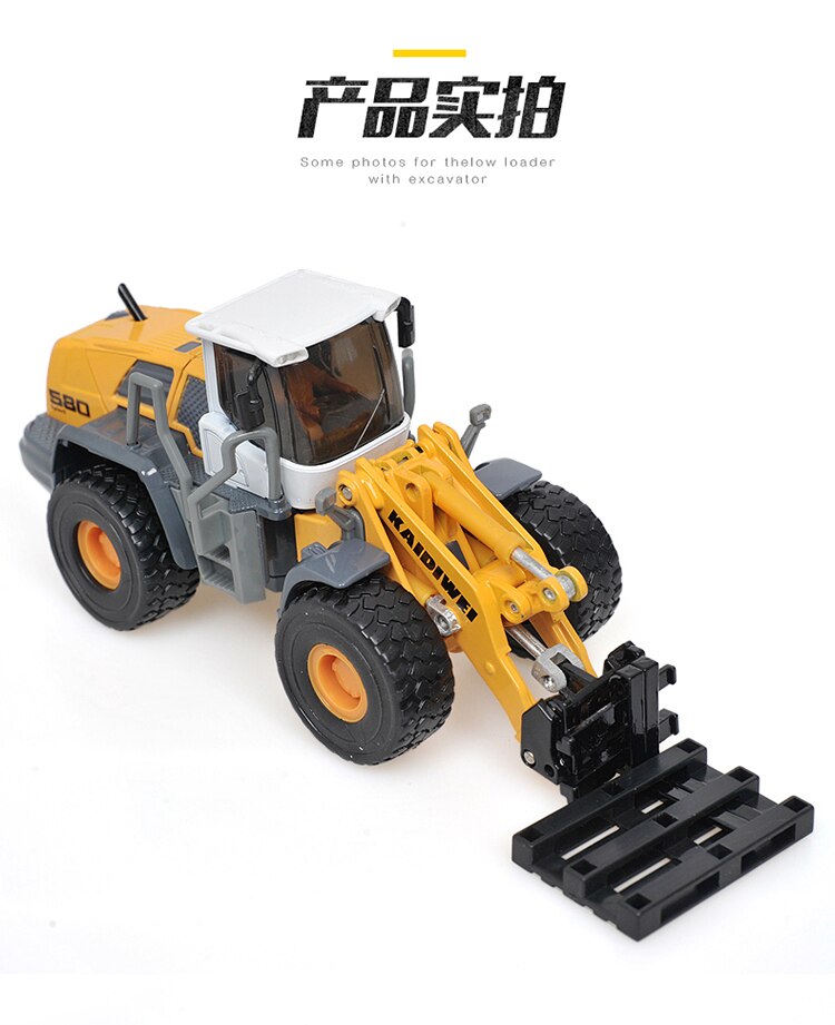 Simulation Alloy Engineering Vehicle Model Die-casting 1:50 Scale Wheeled Forklift Forklift Boy Car Toy Metal Model Gift Display