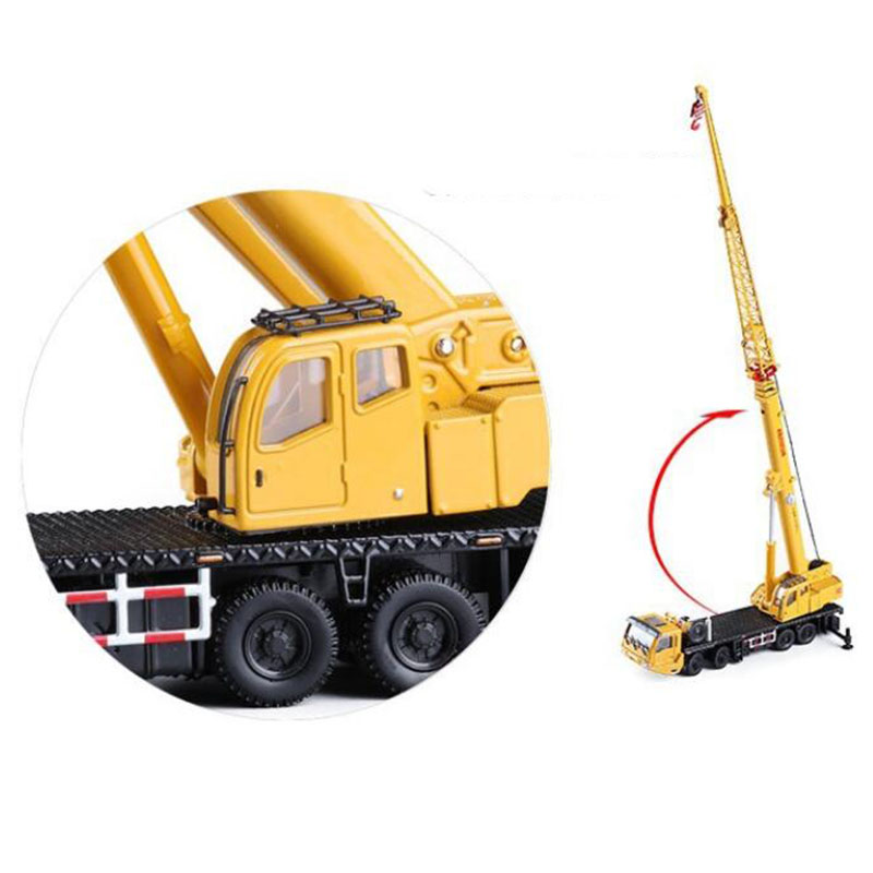 Diecast Metal 1:55 Scale Engineering Crane Vehicles Alloy Car Models Toys Hoisting Hoist Lifter Machine Truck Gift for Children