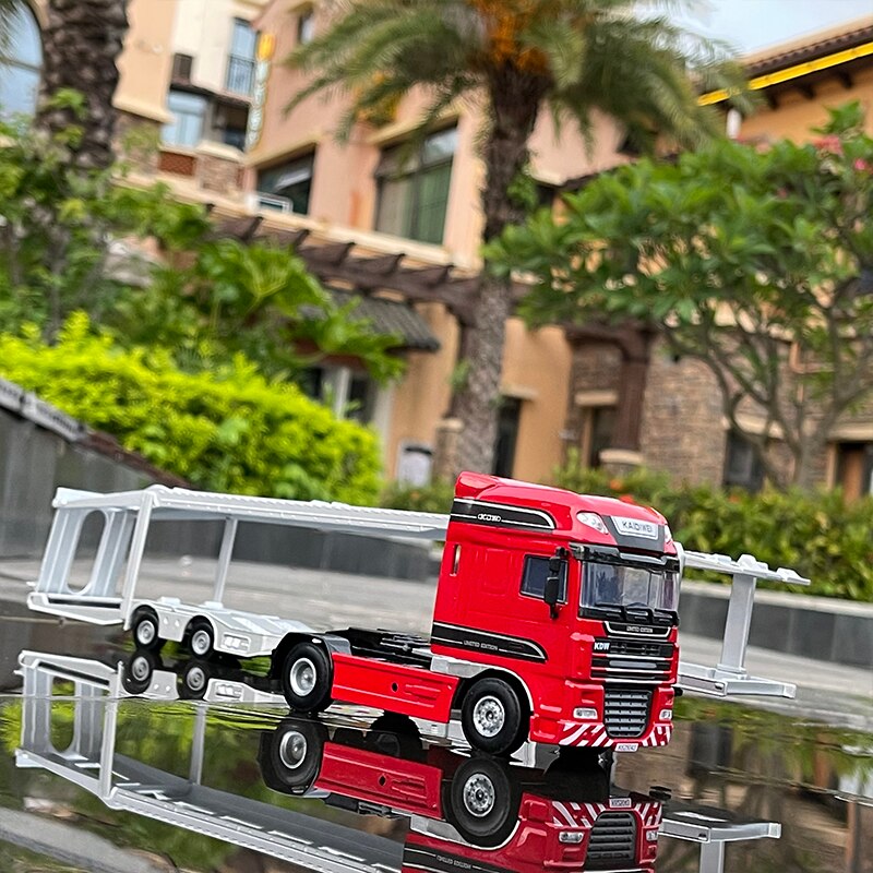 Diecast 1:50 Scale Simulation Alloy Large Truck Double-layer Flatbed Transporter Car Model Children's Alloy Metal Toy Vehicle Diecast 1:50 Scale Simulation Alloy Large Truck Double-layer Flatbed Transporter Car Model Children's Alloy Metal Toy Vehicle