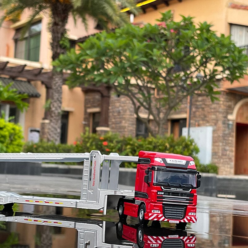 Diecast 1:50 Scale Simulation Alloy Large Truck Double-layer Flatbed Transporter Car Model Children's Alloy Metal Toy Vehicle Diecast 1:50 Scale Simulation Alloy Large Truck Double-layer Flatbed Transporter Car Model Children's Alloy Metal Toy Vehicle