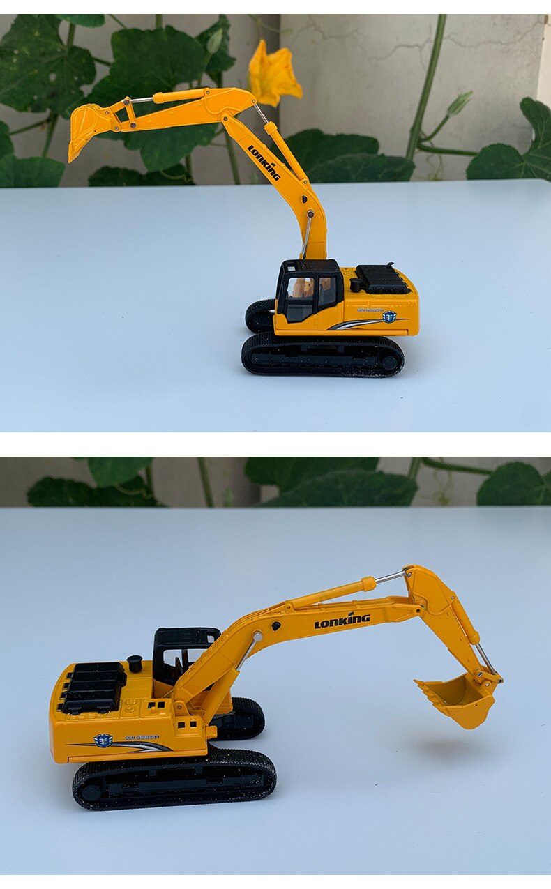 Die-casting 1:64 Scale Lonking Loader Excavator Road Roller Engineering Transporter Simulation Alloy Model Car Decoration Gift