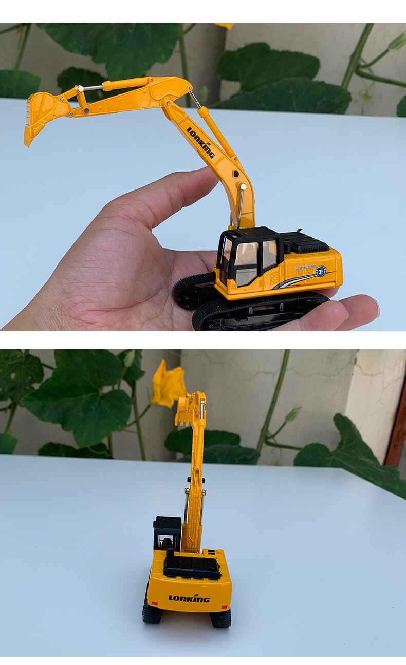 Die-casting 1:64 Scale Lonking Loader Excavator Road Roller Engineering Transporter Simulation Alloy Model Car Decoration Gift