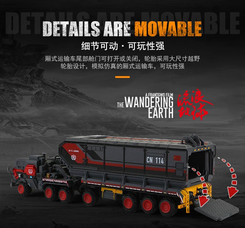 Diecast 1:50 Scale Wandering Earth Troop Carrier Alloy Engineering Transport Truck Crane Carrier Vehicle Metal Toy Car Hot