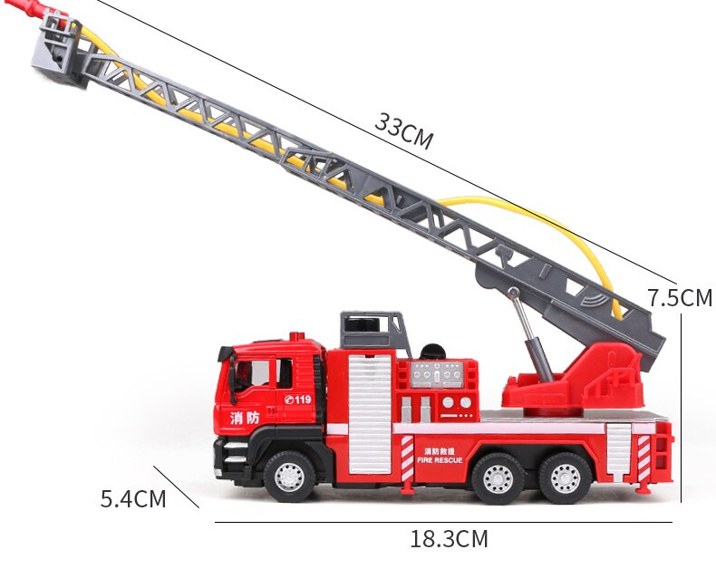 Alloy Fire-fighting Ladder Truck Water Tank Truck Model Simulation Metal Toy Car Model Collection Decoration Ornaments For Boy