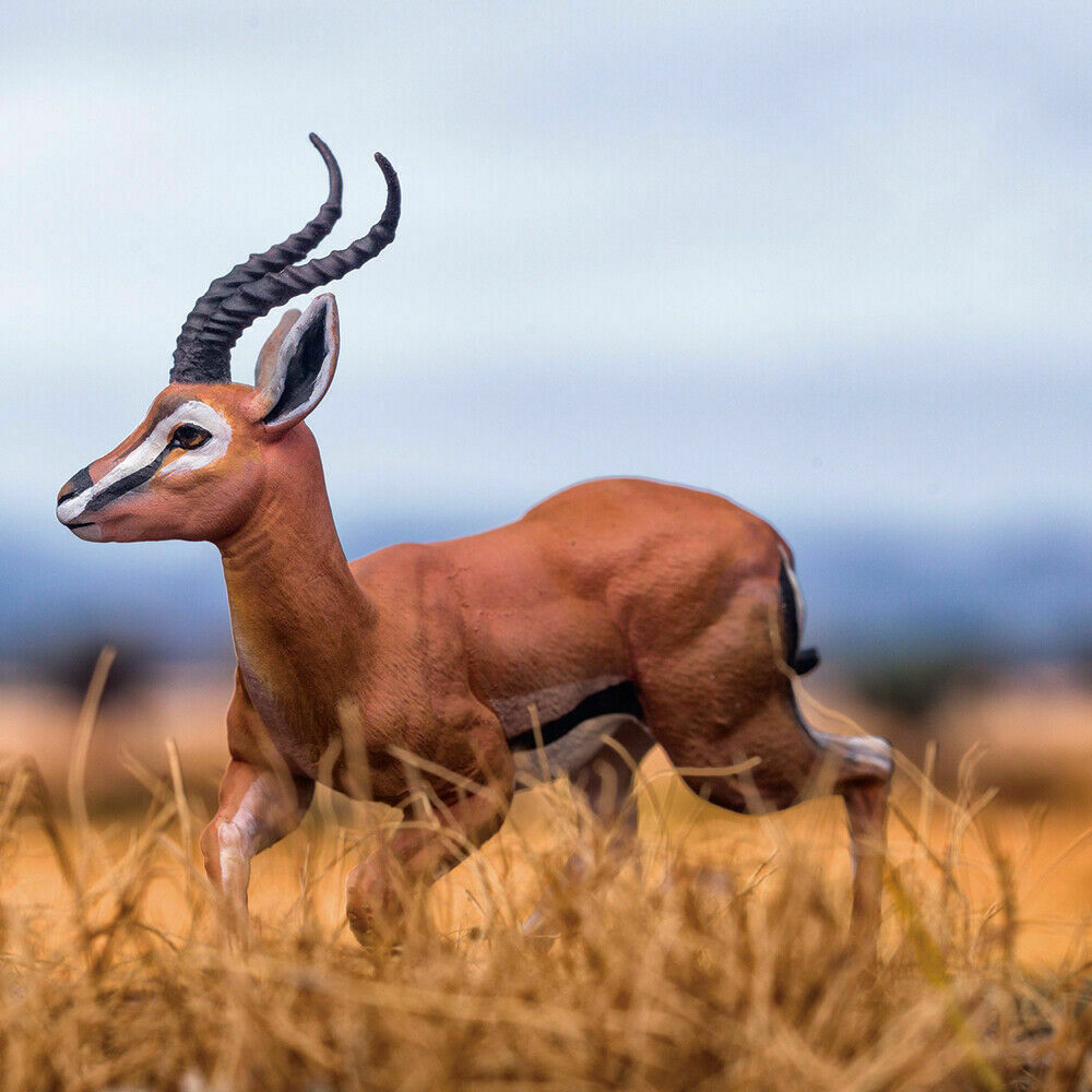 PNSO Africa Animal Figure Lion Cheetah Thomson's Gazelle Wildebeest Zebra Giraffe Elephant Warthog Hippopotamus Chameleon Toy