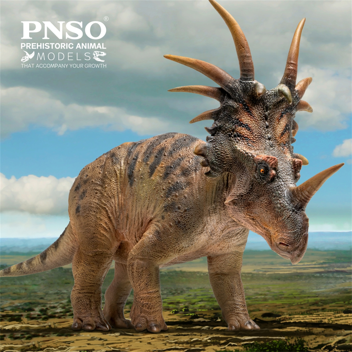 PNSO Styracosaurus Anthony Model Prehistoric Amimal Models Series Dinosaur Art Decor Collector Adult Kids Toy Birthday Gift