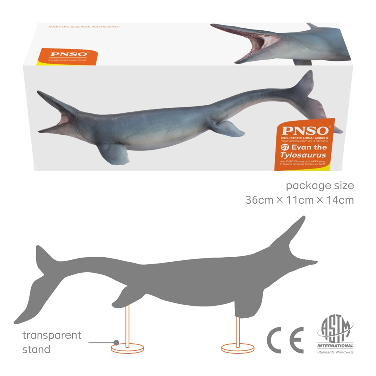 PNSO Prehistoric Dinosaur Model 57 Evan The Tylosaurus Model Collector Science Education Mosasauridae Animal Toys