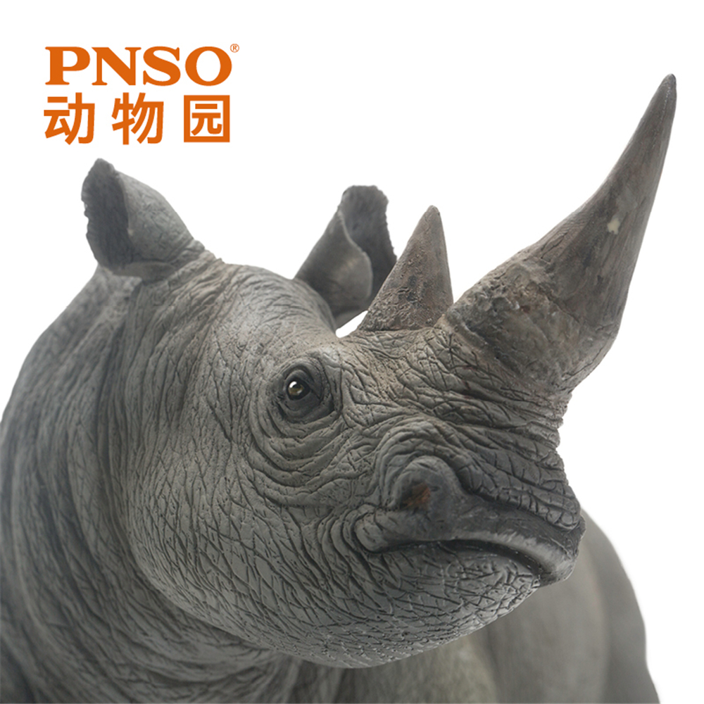 PNSO White Rhinoceros Model Rhinocerotidae Animal Figure Desktop Decoration Collector Toy Gift