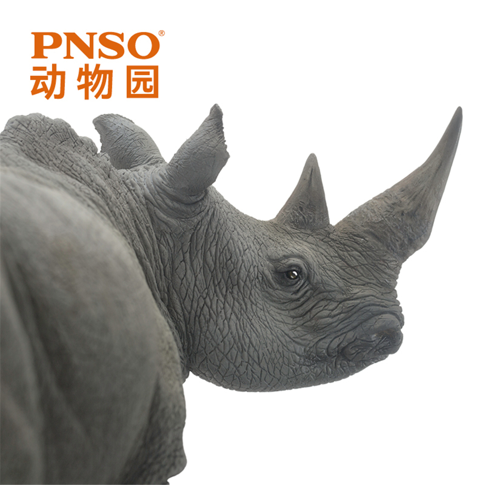PNSO White Rhinoceros Model Rhinocerotidae Animal Figure Desktop Decoration Collector Toy Gift