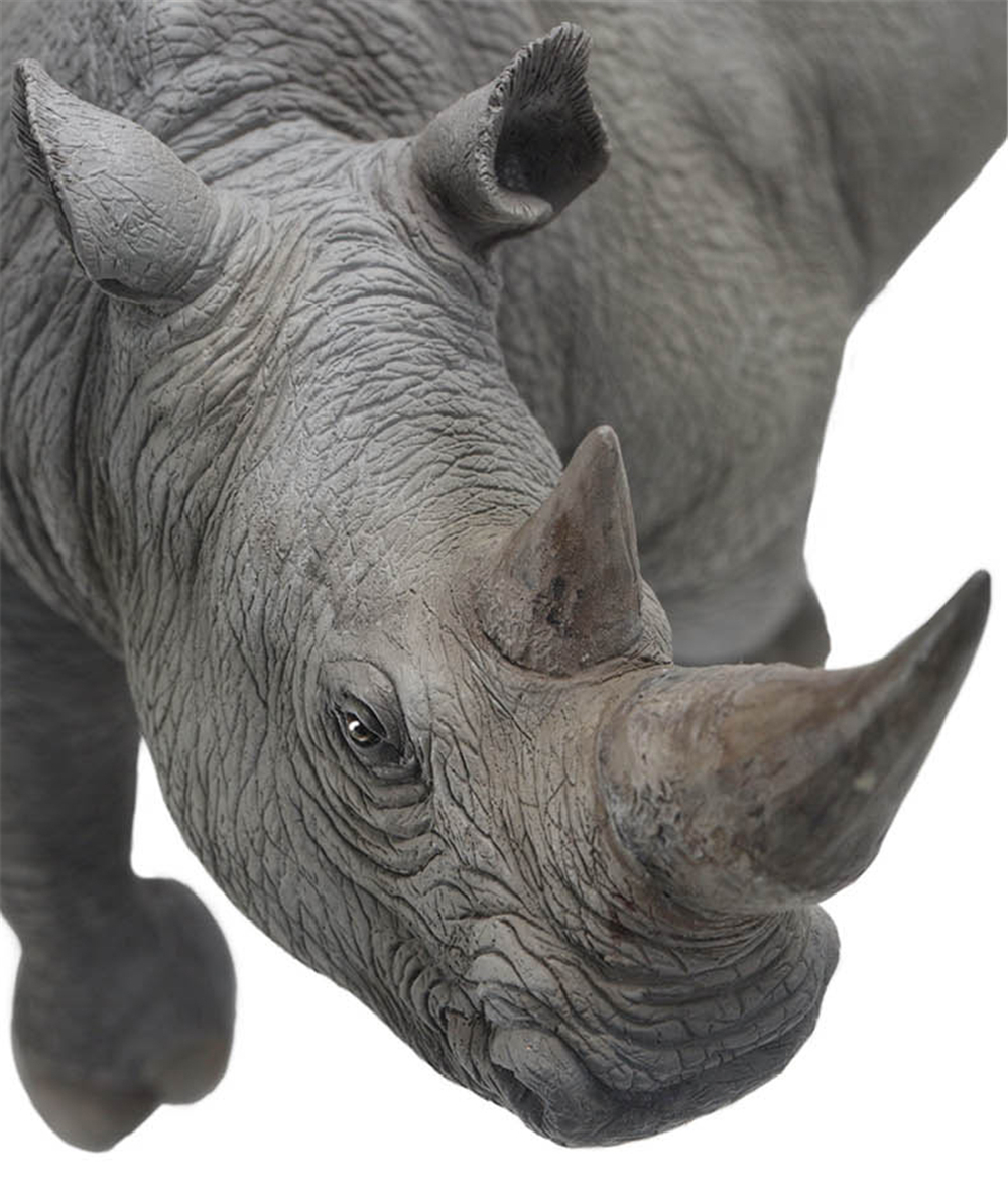 PNSO White Rhinoceros Model Rhinocerotidae Animal Figure Desktop Decoration Collector Toy Gift