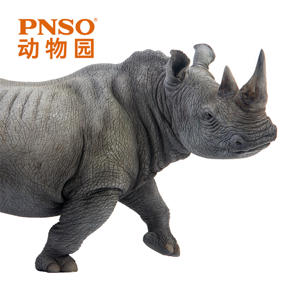 PNSO White Rhinoceros Model Rhinocerotidae Animal Figure Desktop Decoration Collector Toy Gift