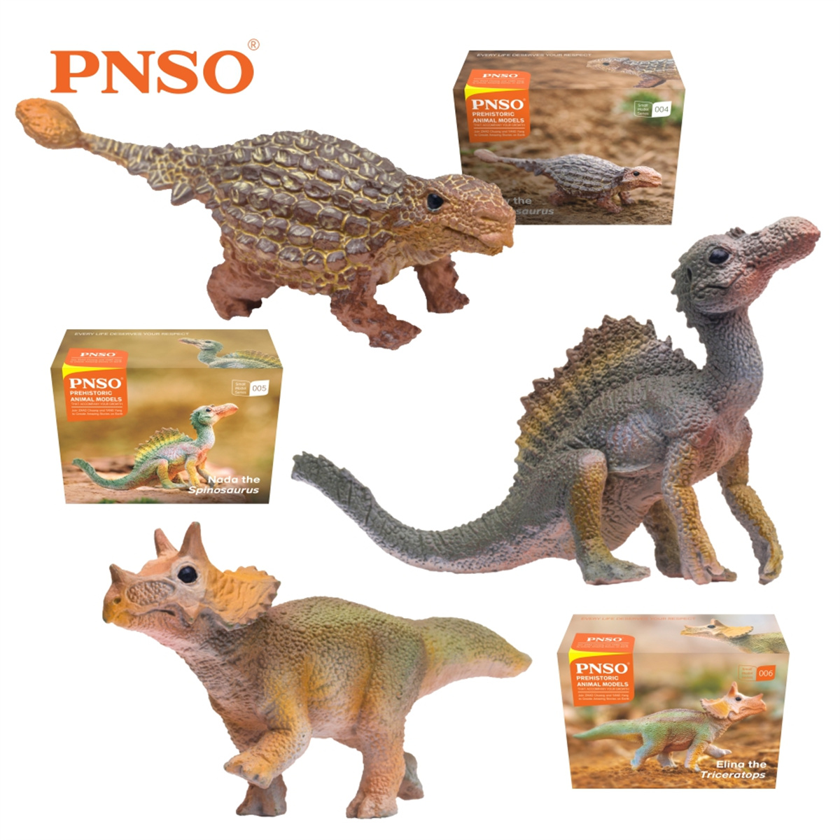 PNSO Little Dinosaur Model Set of 12 Collector T-Rex Mamenchisaurus Amargasaurus Spinosaurus Science Education Animal Kids Toys