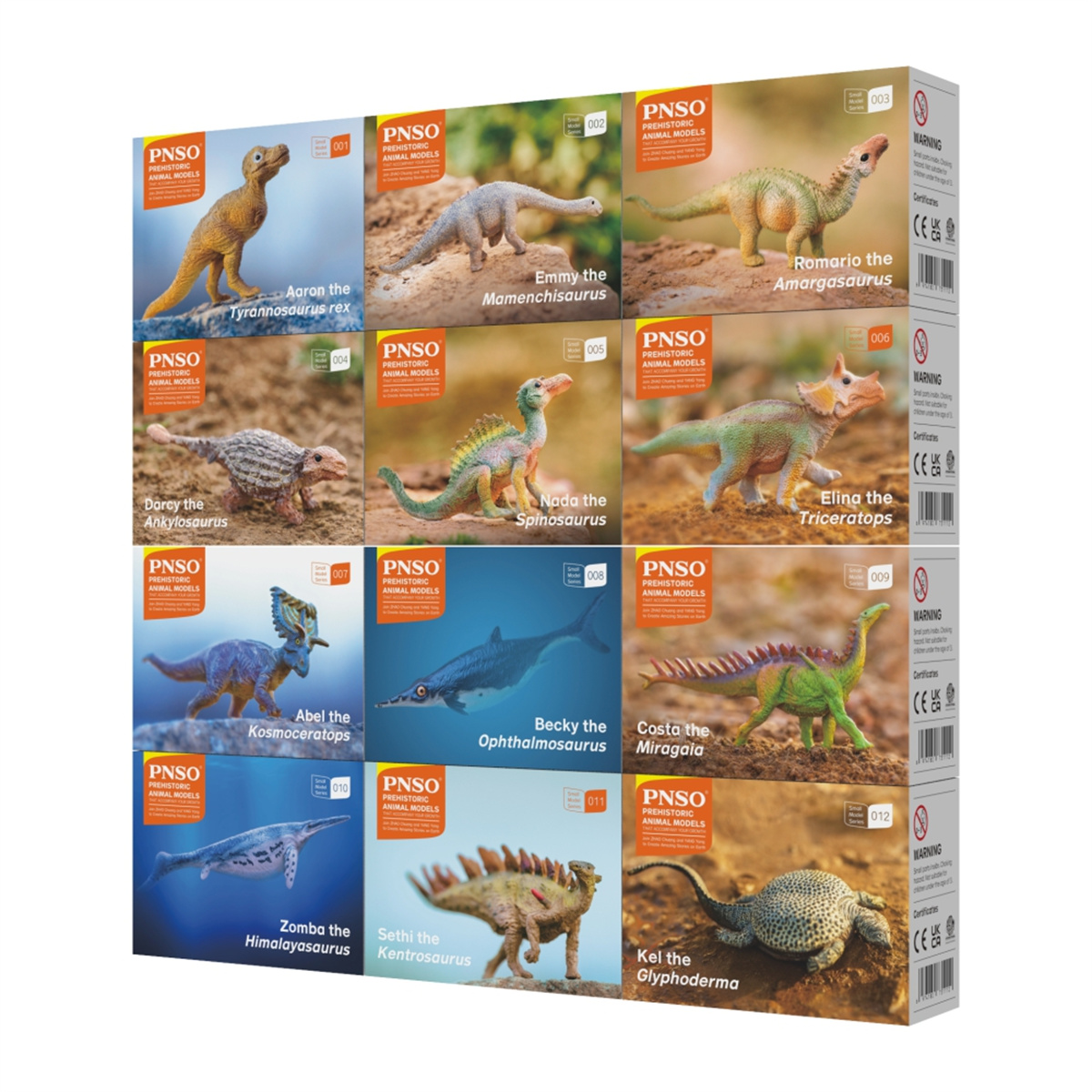 PNSO Little Dinosaur Model Set of 12 Collector T-Rex Mamenchisaurus Amargasaurus Spinosaurus Science Education Animal Kids Toys