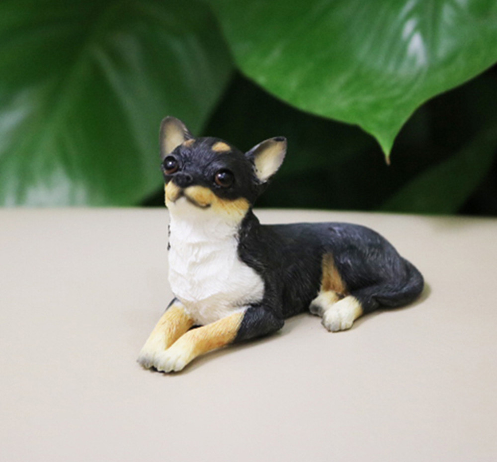 JJM Cute Mini Chihuahua Dog Pet Animal Figure Resin Car Decoration Resin Model Educational for Children Adults Kids Gift