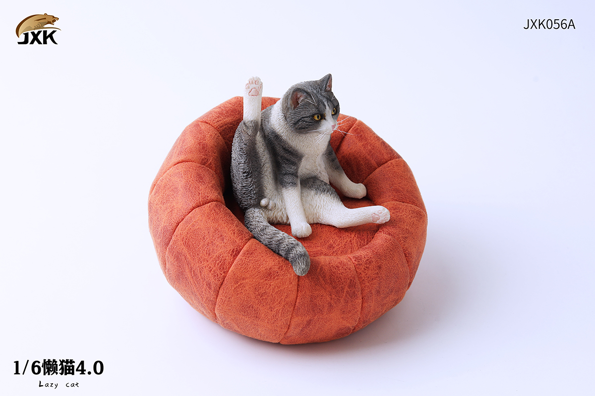 JXK 1/6 Lazy Cat with Sofa 4.0 Model Cute Pet Orange Cat Animal Figure Collector Decor Toy Handmade Oenaments Adults Kids Gift