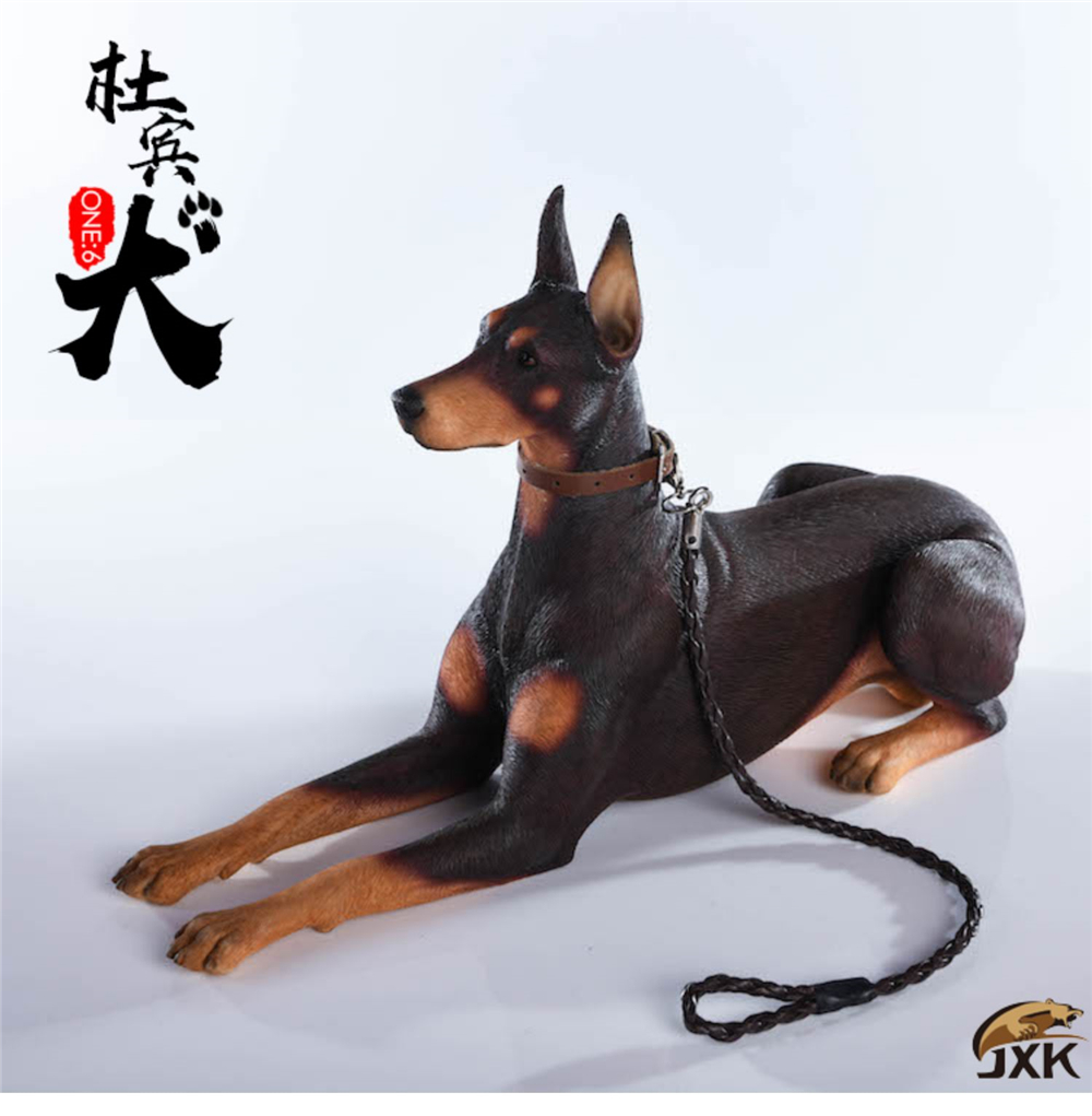 JxK 1:6 Scale Doberman Pinscher Hunter Dog Pet Healing Figure Canidae Animal Collector Toy Resin Desktop Decoration Gift