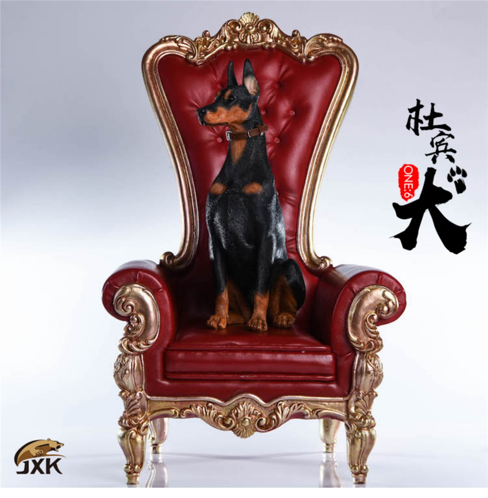 JxK 1:6 Scale Doberman Pinscher Hunter Dog Pet Healing Figure Canidae Animal Collector Toy Resin Desktop Decoration Gift