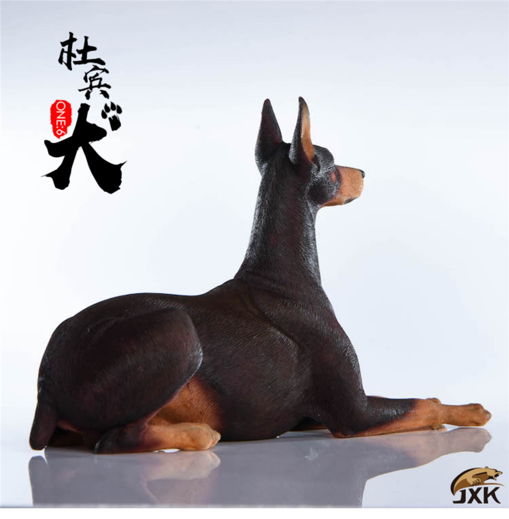 JxK 1:6 Scale Doberman Pinscher Hunter Dog Pet Healing Figure Canidae Animal Collector Toy Resin Desktop Decoration Gift