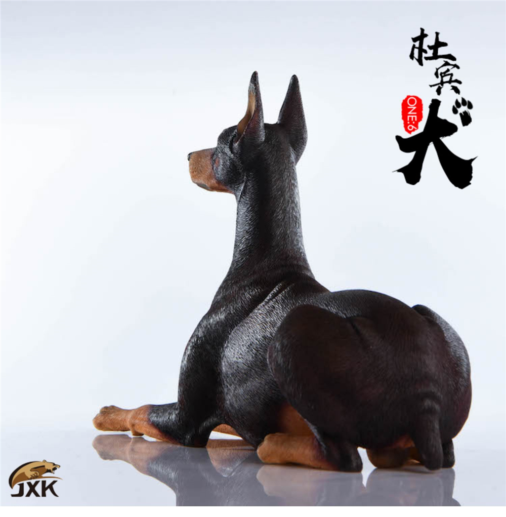 JxK 1:6 Scale Doberman Pinscher Hunter Dog Pet Healing Figure Canidae Animal Collector Toy Resin Desktop Decoration Gift
