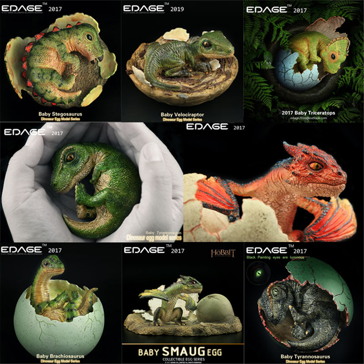 EDAGE Ankylosaurus Triceratops Brachiosaurus Stegosaurus Tyrannosaurus Rex Velociraptor Baby Egg Figure Dinosaur Toy Gift