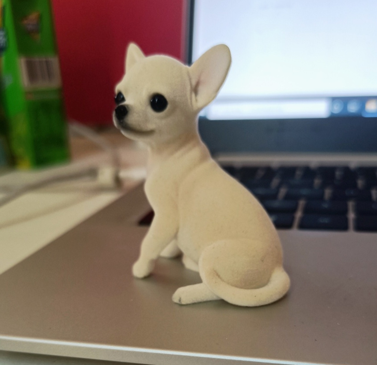 JXK Fluff Chihuahua Dog Pet Healing Figure Canis Lupus Puppy Animal Collector Toys Resin Desktop Decoration Gift