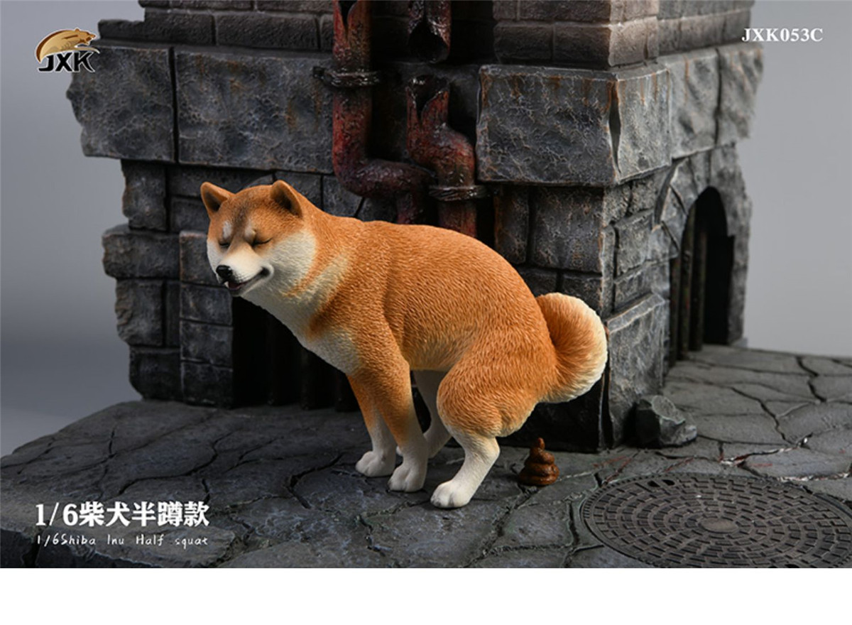 JXK 1:6 Scale Shiba Inu Dog Pet Healing Figure Cute Canidae Animal Collector Toy Resin Desktop Decoration Gift
