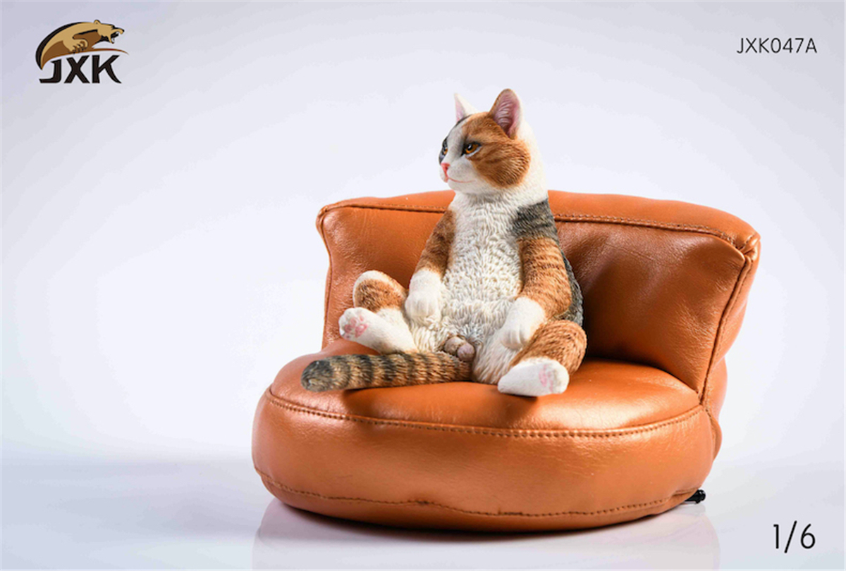 JXK 1:6 Scale Orange Cats Sofa 2.0 Pet Healing Figure Chinese Garden Cat Animal Model Toy Collector Desktop Decoration Gift