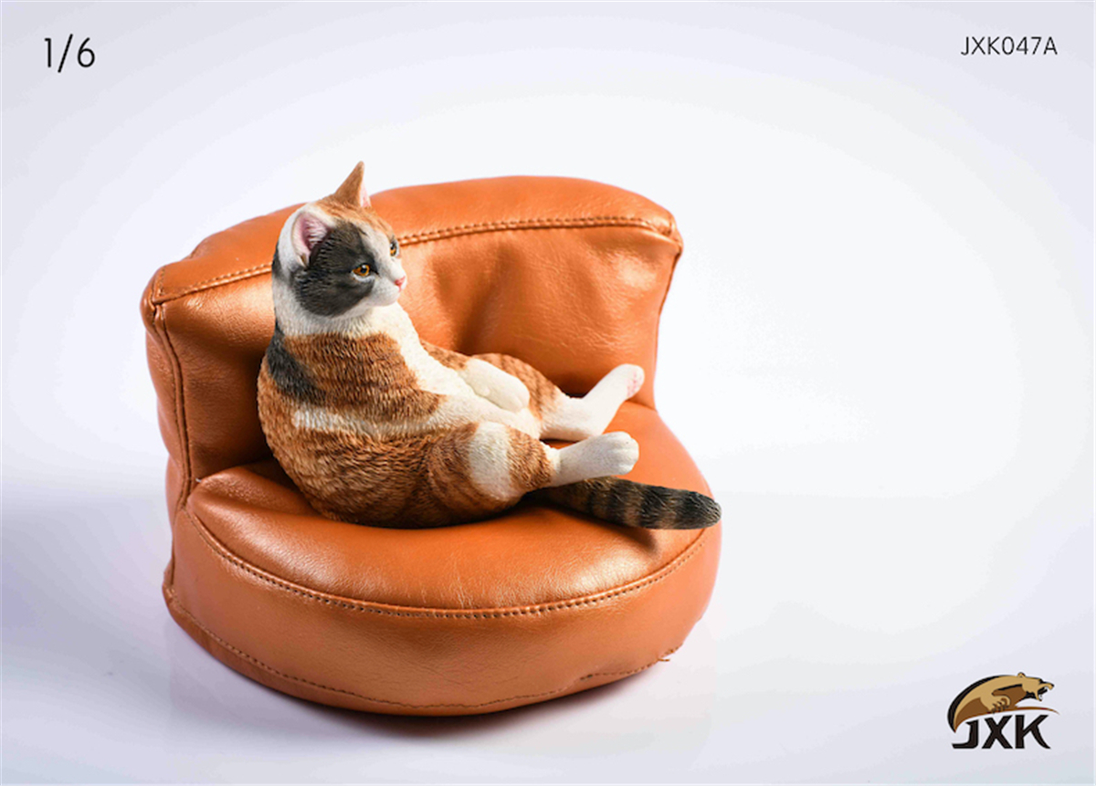 JXK 1:6 Scale Orange Cats Sofa 2.0 Pet Healing Figure Chinese Garden Cat Animal Model Toy Collector Desktop Decoration Gift