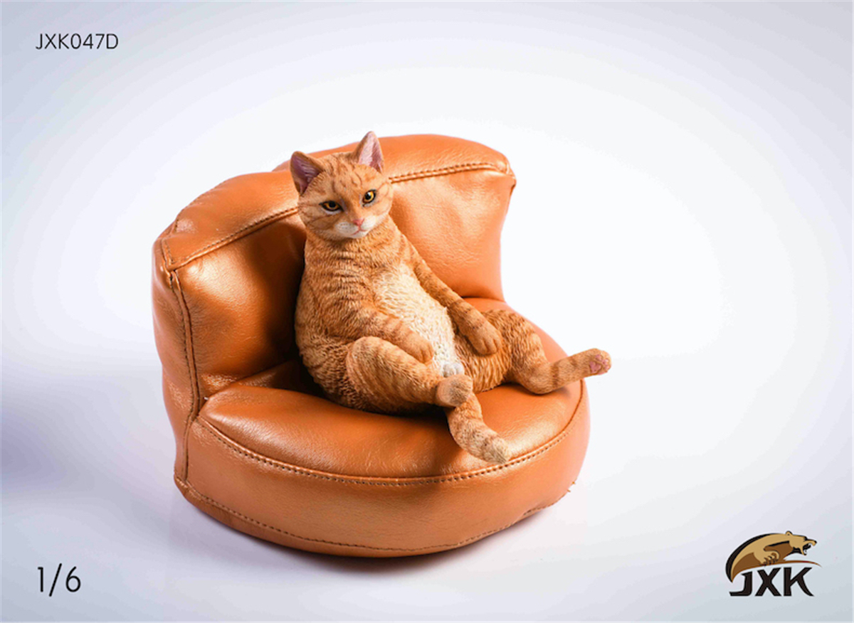 JXK 1:6 Scale Orange Cats Sofa 2.0 Pet Healing Figure Chinese Garden Cat Animal Model Toy Collector Desktop Decoration Gift
