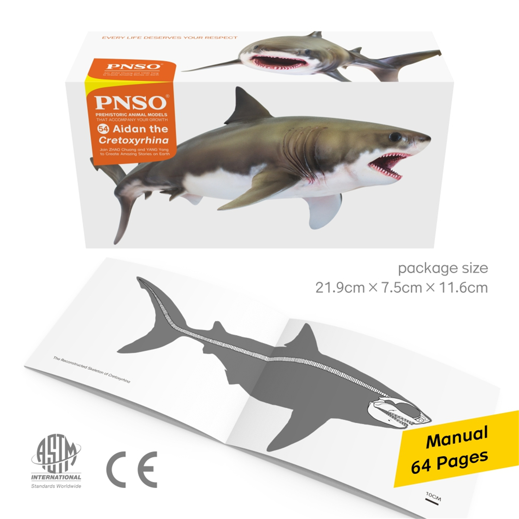 PNSO Prehistoric Dinosaur Model 54 Aidan The Cretoxyrhina Model Collector Science Education Mackerel Shark Animal Toys