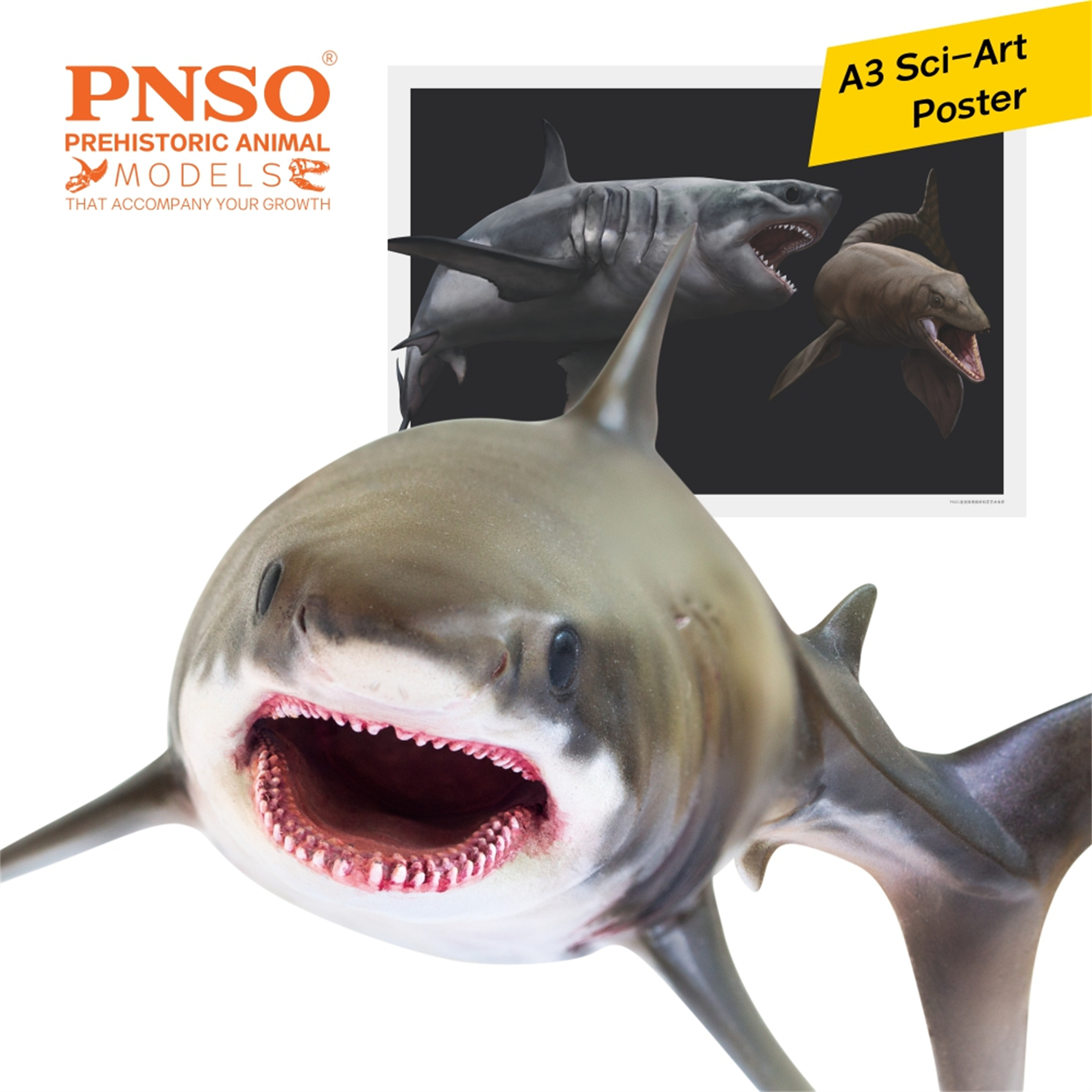 PNSO Prehistoric Dinosaur Model 54 Aidan The Cretoxyrhina Model Collector Science Education Mackerel Shark Animal Toys