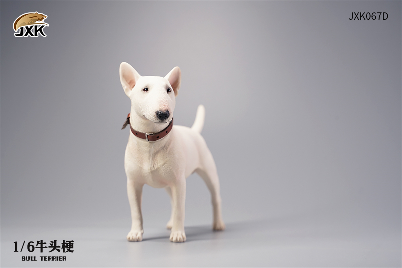 JXK 1:6 Scale Bull Terrier Figure Dog Pet Healing Figure Cute Canidae Animal Collector Toy Resin Desktop Decoration Gift