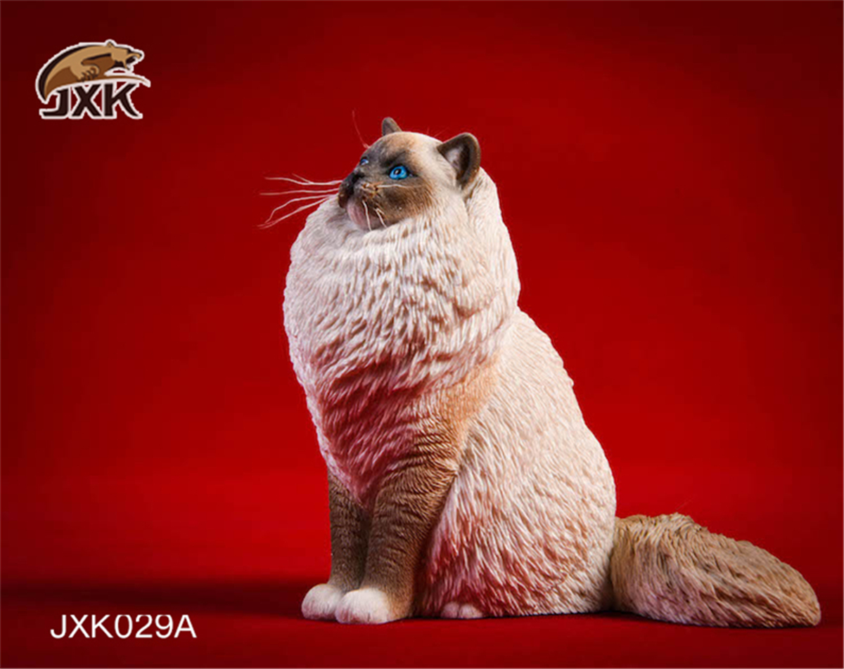 JXK 1:6 Scale Ragdoll Figure Cute Cat Pet Healing Figure Felidae Animal Collector Toy Resin Desktop Decoration Gift