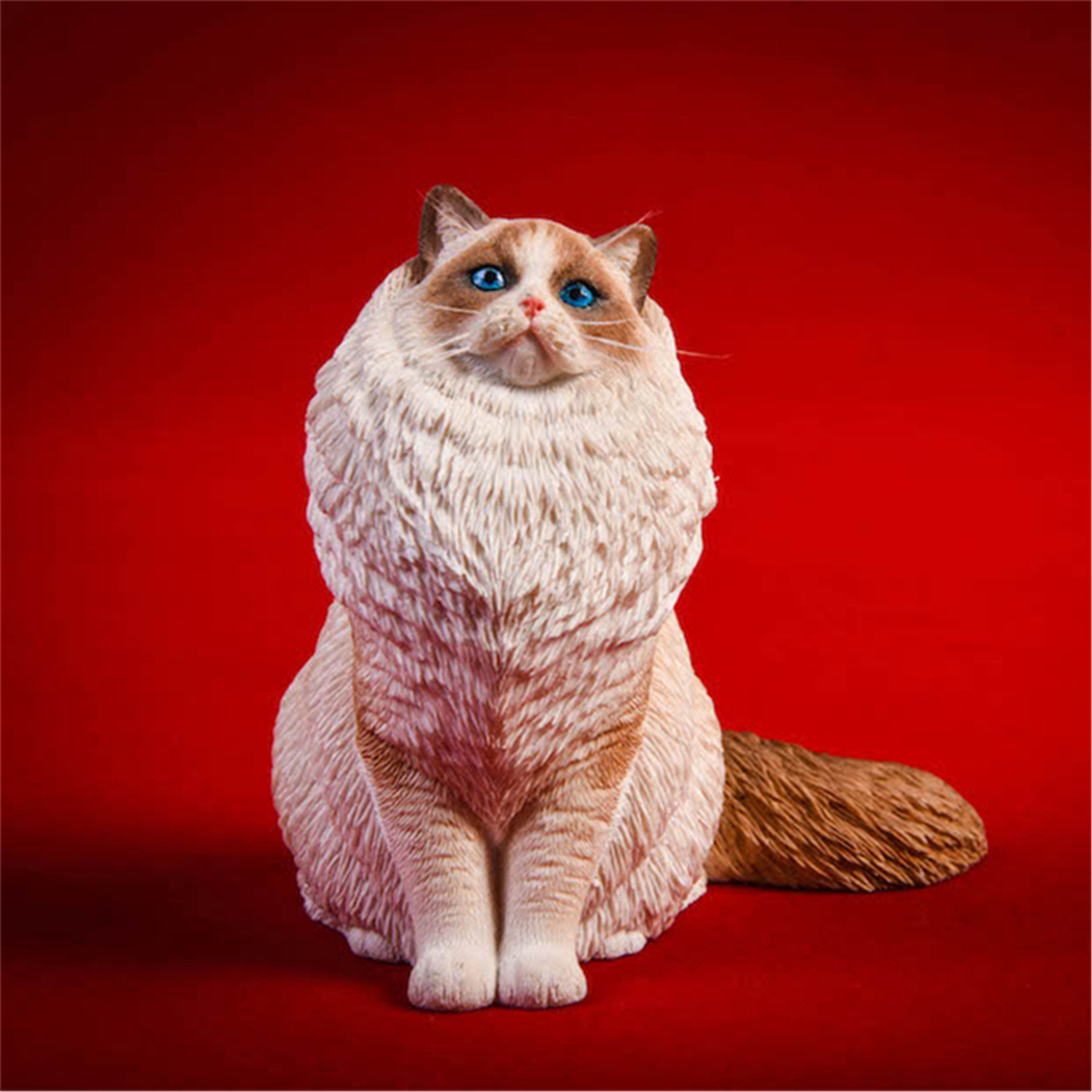 JXK 1:6 Scale Ragdoll Figure Cute Cat Pet Healing Figure Felidae Animal Collector Toy Resin Desktop Decoration Gift