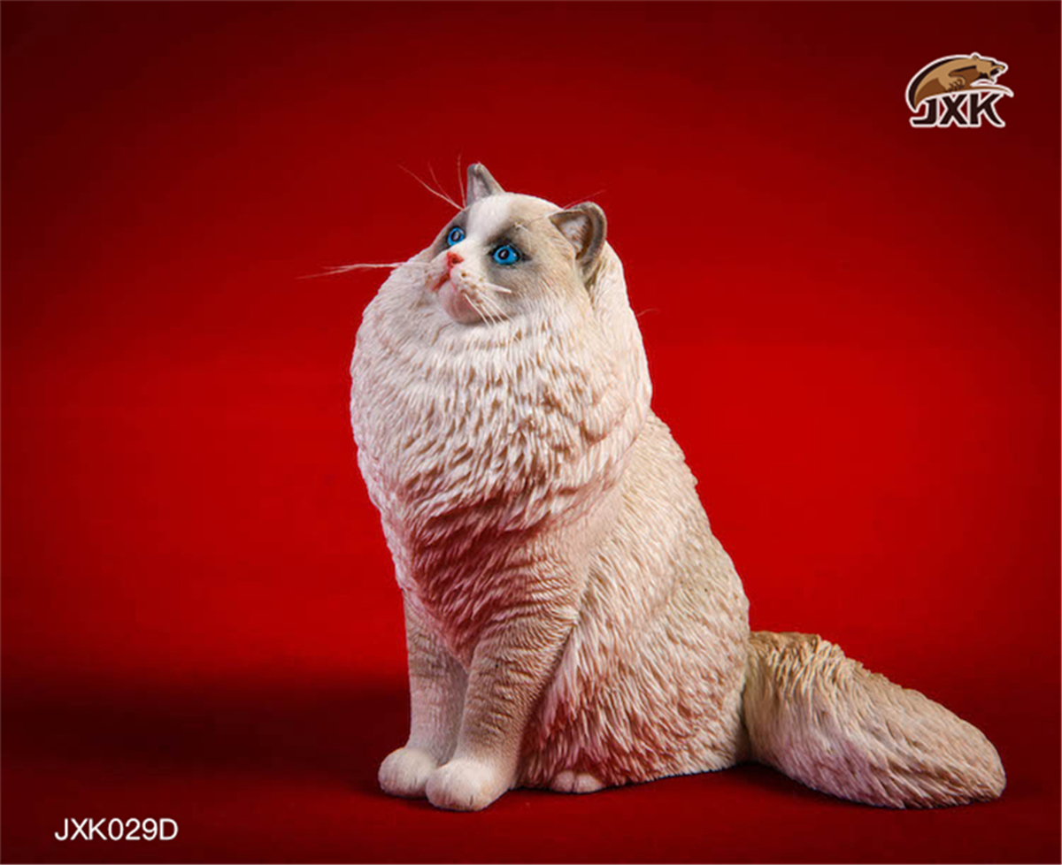 JXK 1:6 Scale Ragdoll Figure Cute Cat Pet Healing Figure Felidae Animal Collector Toy Resin Desktop Decoration Gift