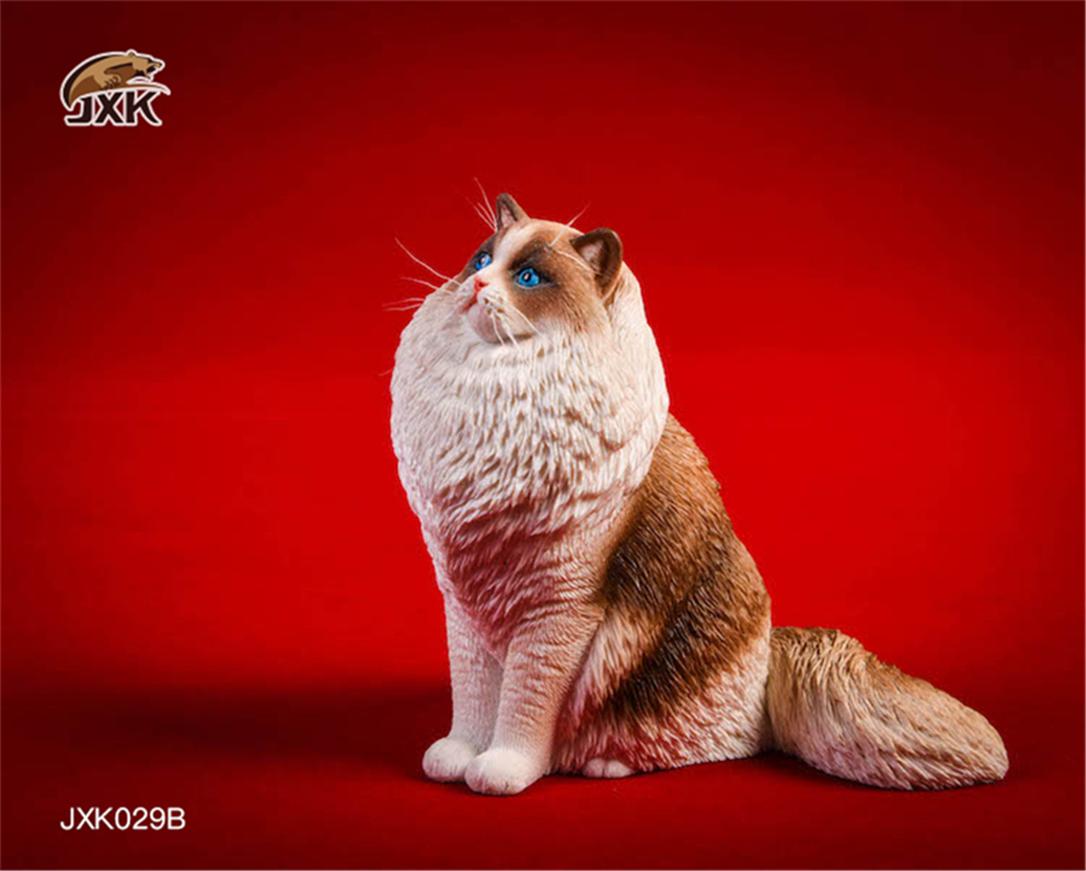JXK 1:6 Scale Ragdoll Figure Cute Cat Pet Healing Figure Felidae Animal Collector Toy Resin Desktop Decoration Gift