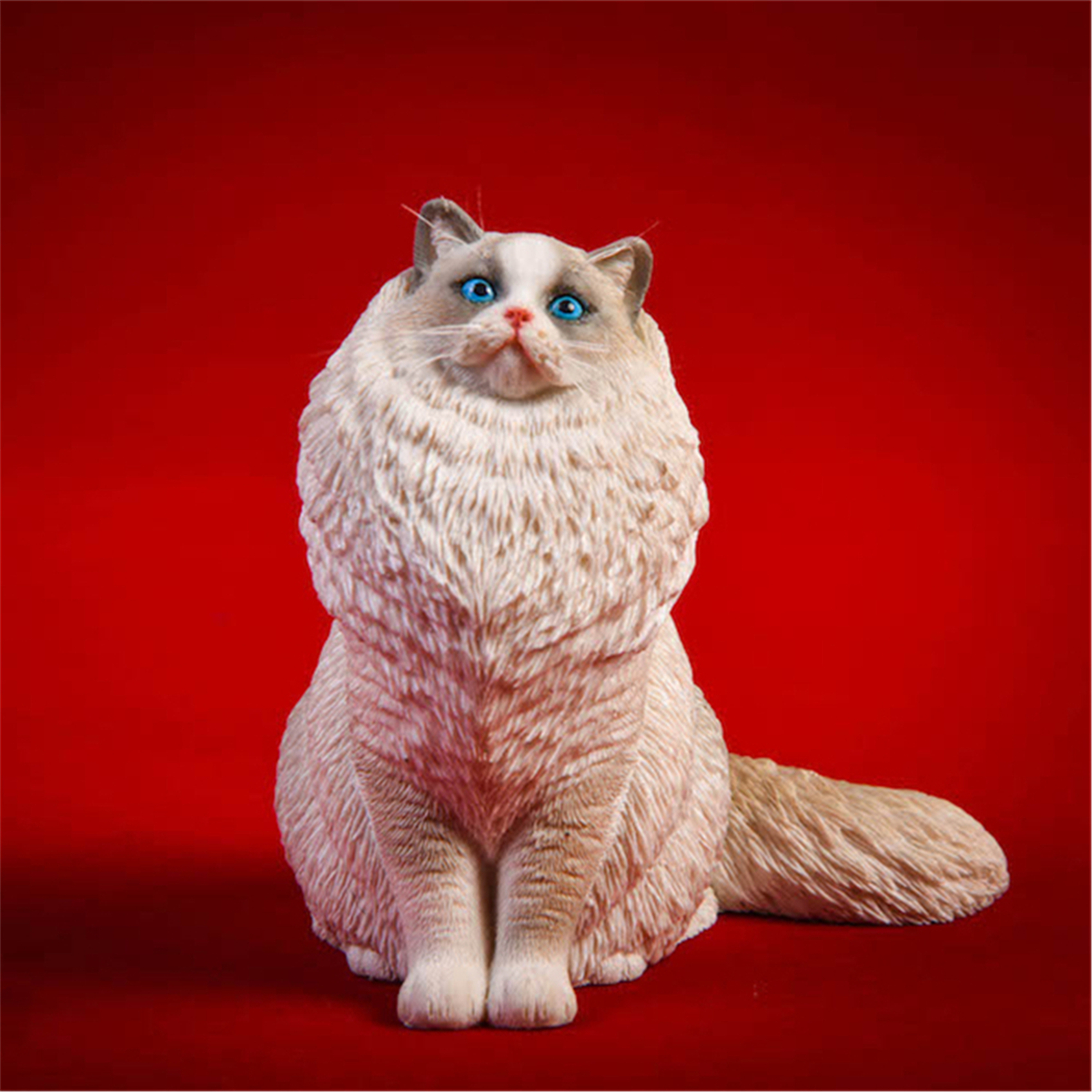 JXK 1:6 Scale Ragdoll Figure Cute Cat Pet Healing Figure Felidae Animal Collector Toy Resin Desktop Decoration Gift