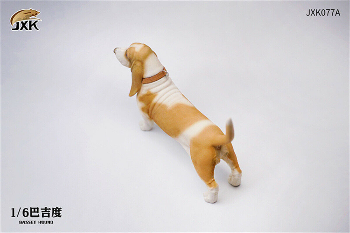 JXK 1/6 Basset Hound Model Cute Dog Animal Realistic Figure Collector Christmas Decoration Ornaments Adults Kids Gift
