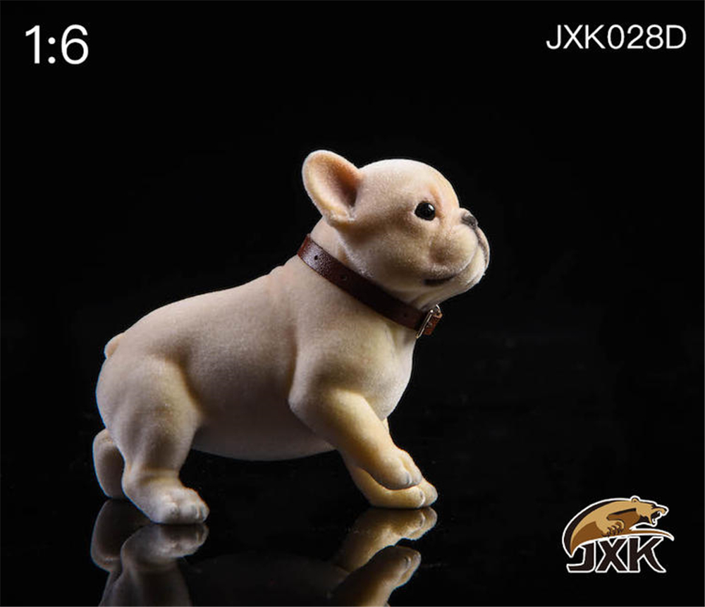 JXK 1/6 Hair French Bulldog Dog Pet Healing Figure Canidae Animal Collector Toy Resin Desktop Decoration Gift