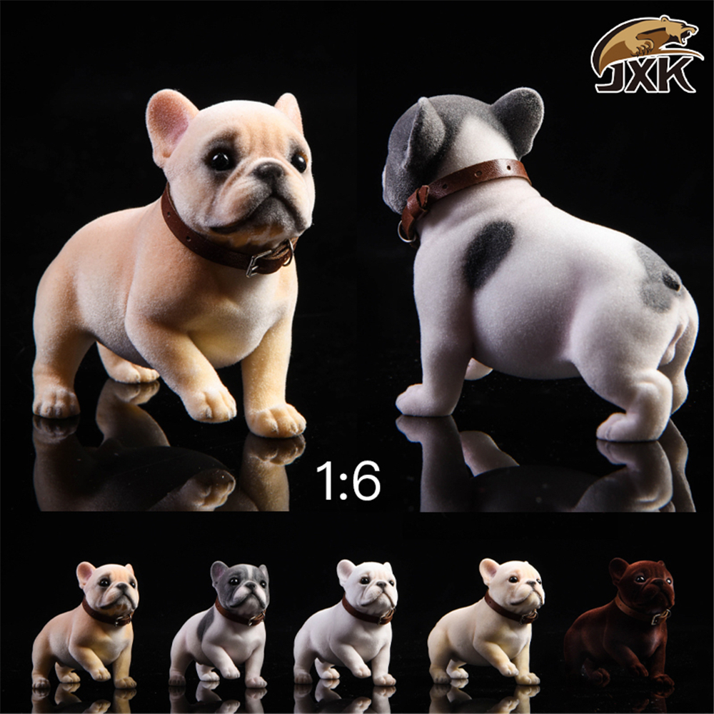 JXK 1/6 Hair French Bulldog Dog Pet Healing Figure Canidae Animal Collector Toy Resin Desktop Decoration Gift