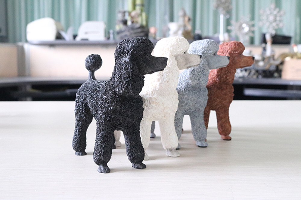 JJM Lovely Poodle Teddy Dog Pet Figure Animal Model Collector Toy Home Car Decoration Education for Children Adult Kids Gifts