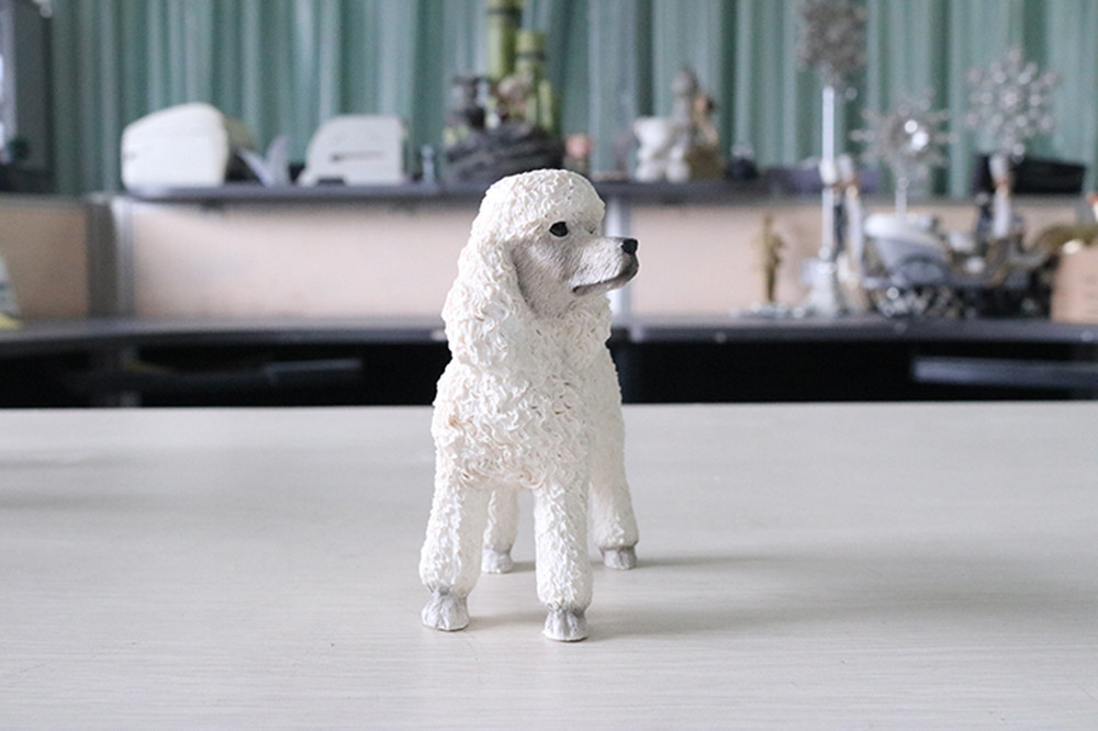 JJM Lovely Poodle Teddy Dog Pet Figure Animal Model Collector Toy Home Car Decoration Education for Children Adult Kids Gifts