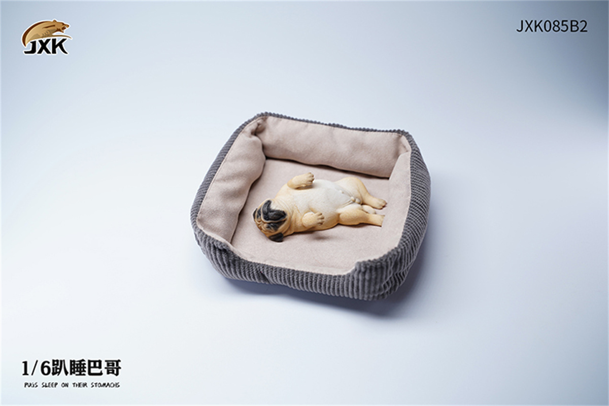 JXK 1/6 Pugs Sleep on Their Stomach Model Prone Position Pug Cute Dog Animal Christmas Decoration Ornaments Adults Kids Gift