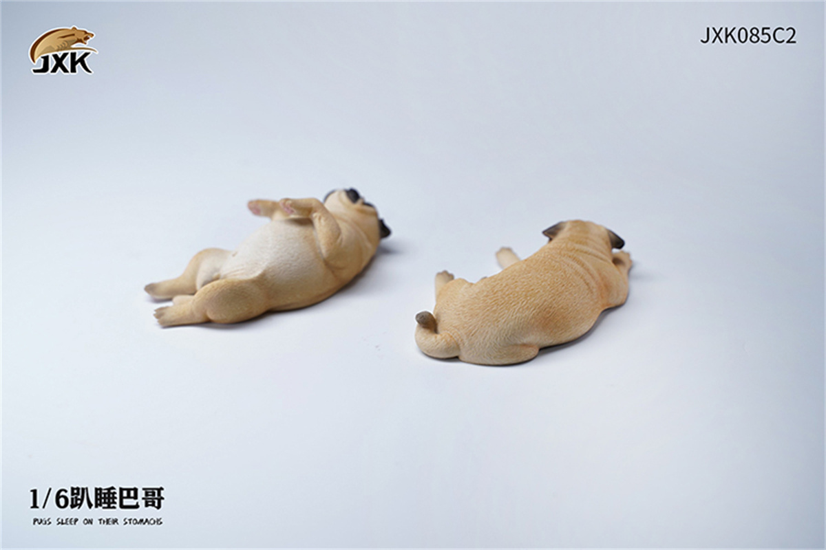 JXK 1/6 Pugs Sleep on Their Stomach Model Prone Position Pug Cute Dog Animal Christmas Decoration Ornaments Adults Kids Gift