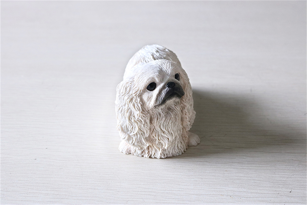 JJM Pekingese Dog Pet Figure Animal Model Collector Toy Car Decoration Kid Crafts Souvenirs Gift Decor Simulation Ornaments