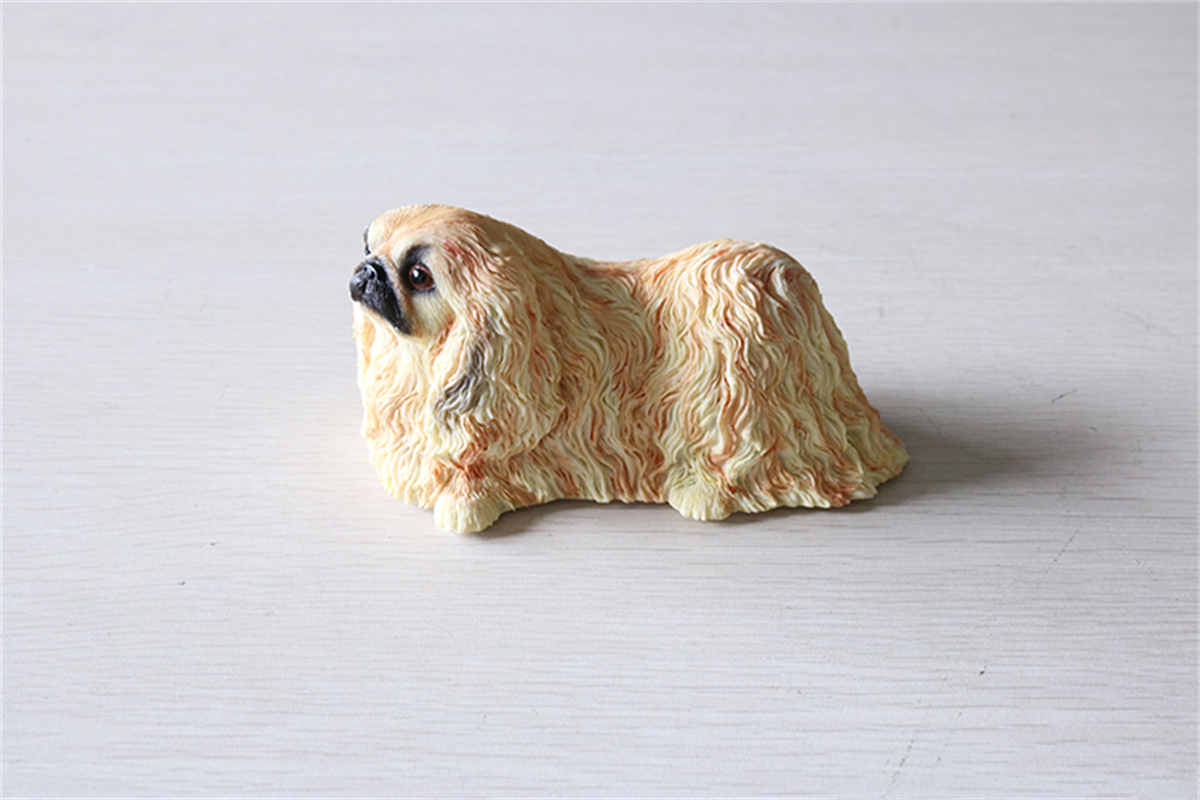 JJM Pekingese Dog Pet Figure Animal Model Collector Toy Car Decoration Kid Crafts Souvenirs Gift Decor Simulation Ornaments